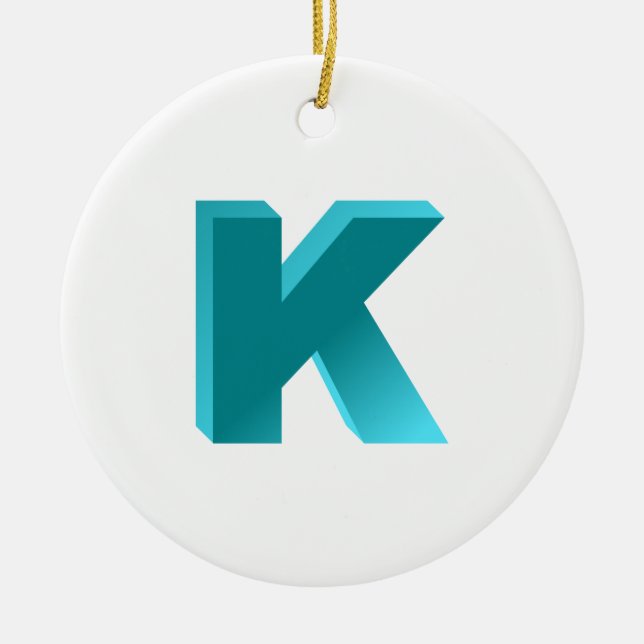 Monogram Letter K Ceramic Ornament (Front)