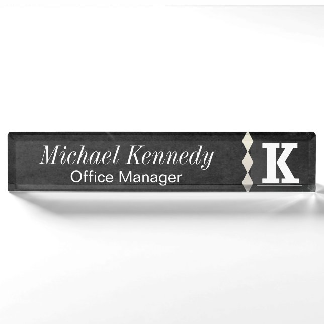Monogram Letter K Chalkboard Name Plate (Front)