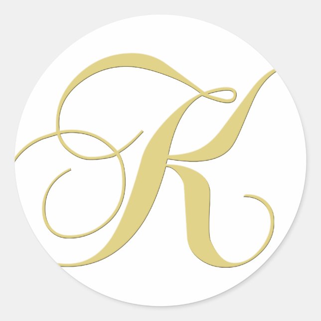 Monogram Letter K Golden Single Classic Round Sticker (Front)