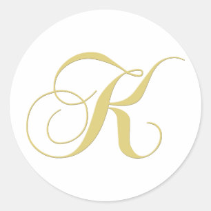 Monogram Letter K Golden Single Classic Round Sticker