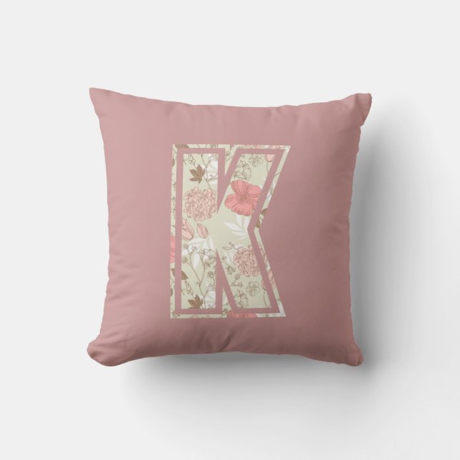 Monogram Letter K Throw Pillow (Front)
