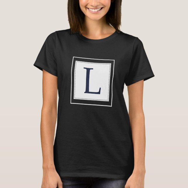 Monogram Letter L Alphabet L Initial Navy Blue   T-Shirt (Front)