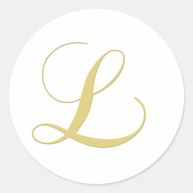 Monogram Letter L Golden Single Classic Round Sticker (Front)