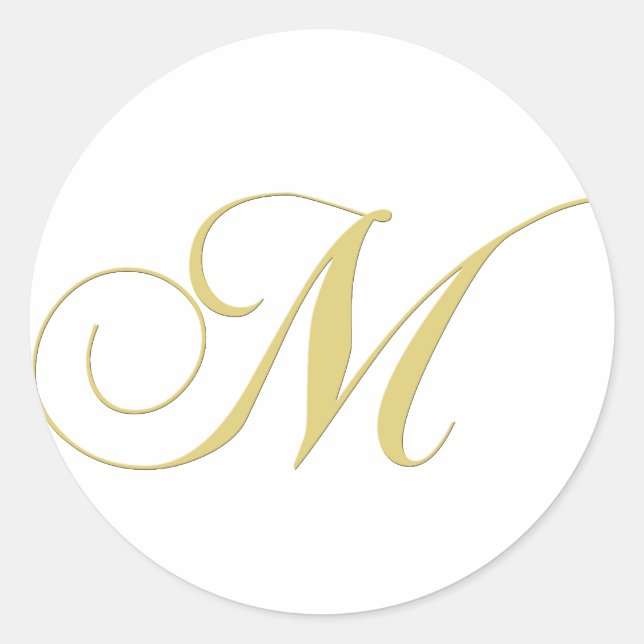 Monogram Letter M Golden Single Classic Round Sticker (Front)