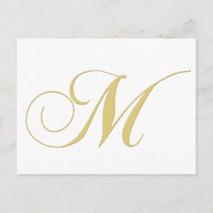 Monogram Letter M Golden Single Postcard