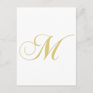 Monogram Letter M Golden Single Postcard