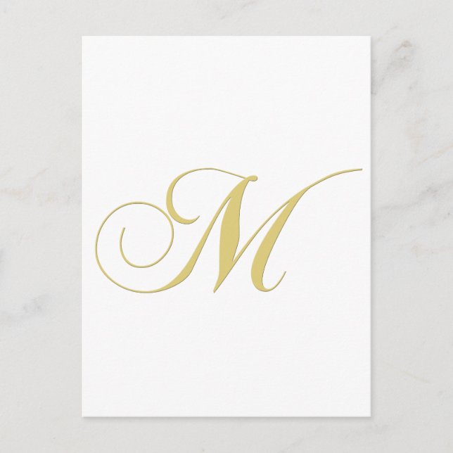Monogram Letter M Golden Single Postcard (Front)