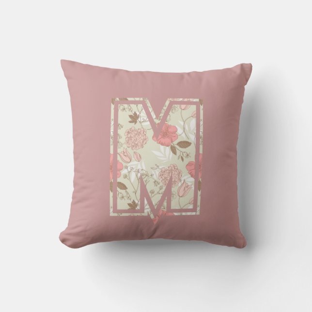 Monogram Letter M Throw Pillow (Front)