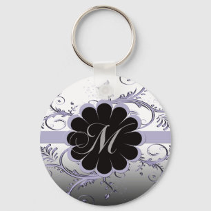 Monogram Letter M Violet Keychain