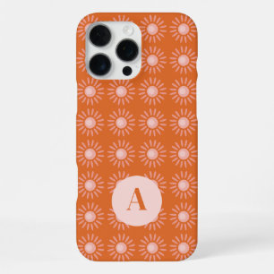 Monogram Letter Orange Little Suns Pattern iPhone 16 Pro Max Case