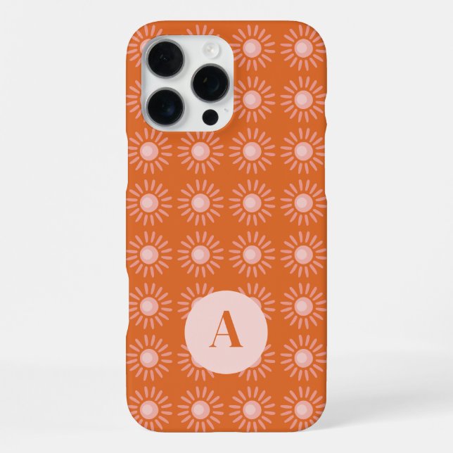 Monogram Letter Orange Little Suns Pattern  iPhone Case (Back)