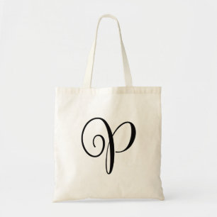 Monogram Letter "P" Budget Tote-Canvas Tote Bag
