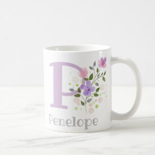 Monogram Letter P & Christian Name Coffee Mug