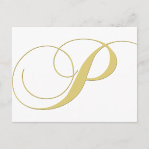 Monogram Letter P Golden Single Postcard