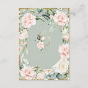 Monogram Letter P Sage Green Thank You Card