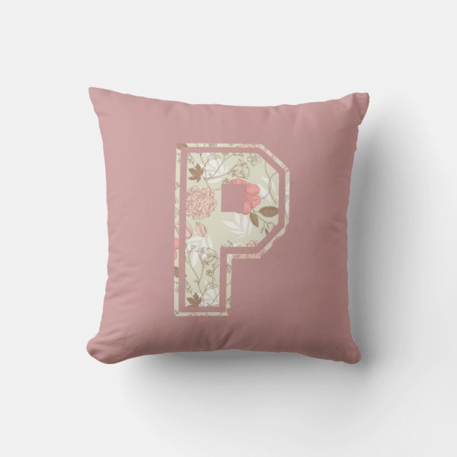 Monogram Letter P Throw Pillow (Front)