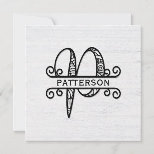 Monogram Letter P with Family Name Card