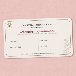 Monogram Letter - Pink Premium Appointment Card