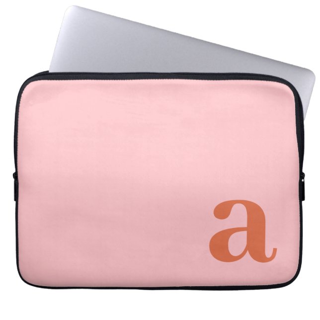 Monogram Letter Pink & Red Minimalist Laptop Sleeve (Front)