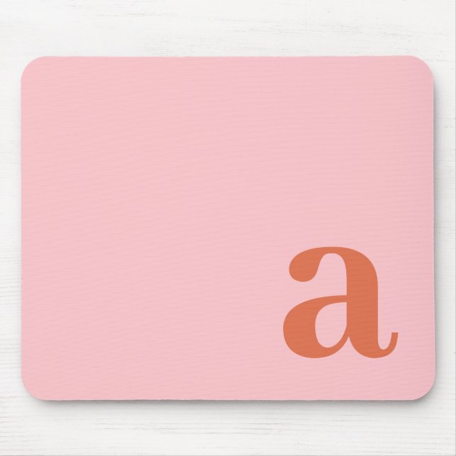 Monogram Letter Pink & Red Minimalist Mouse Pad (Front)