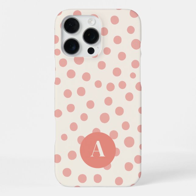 Monogram Letter Pink Simple Polka Dots Pattern  iPhone Case (Back)