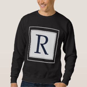 Monogram Letter R Alphabet R Initial Navy Blue Sweatshirt