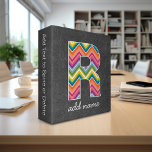 Monogram Letter R - Chalkboard and Bright Chevrons Binder<br><div class="desc">A trendy design with a chevrons pattern and funky blackboard background. You can add your name or monograms.</div>