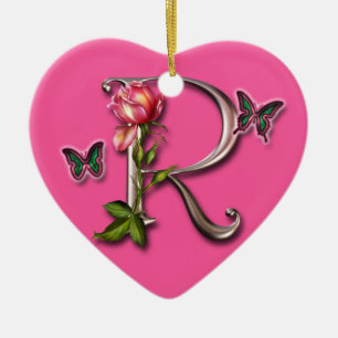 MONOGRAM LETTER R - HEART ORNAMENT
