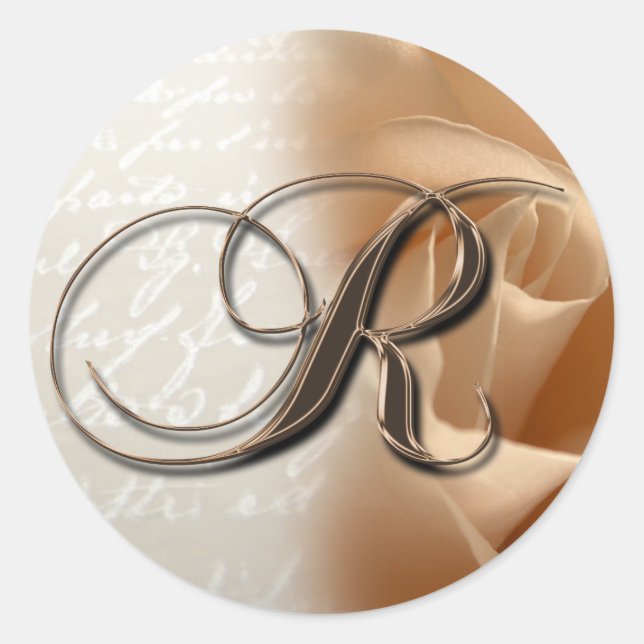 Monogram Letter R  Wedding Envelope Seal (Front)