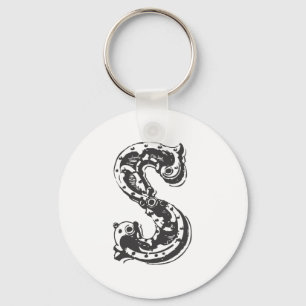 Monogram Letter S in Black Keychain