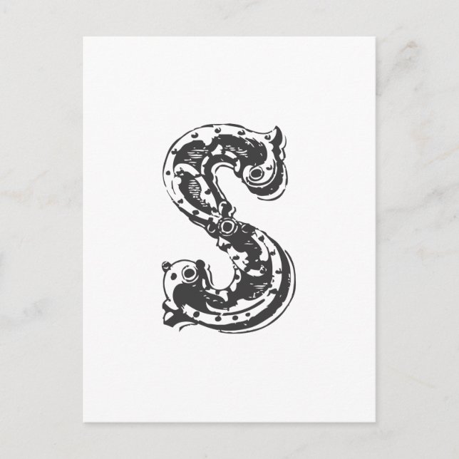 Monogram Letter S in Black Postcard (Front)