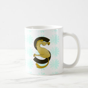 Monogram  Letter S Pony Distressed Flower Pattern Coffee Mug