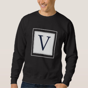 Monogram Letter V Alphabet V Initial Navy Blue Sweatshirt