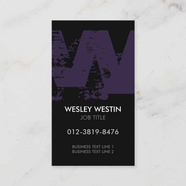 Monogram Letter W Business Card (Front)