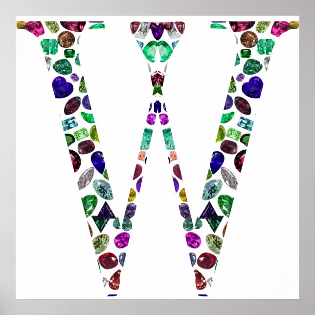 Monogram Letter W – Gemstone Initial Design Poster (Front)