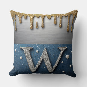 🌸 Monogram Letter W Glam Cozy Home Style 🌸 Throw Pillow