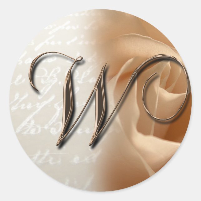 Monogram Letter W  Wedding Envelope Sticker (Front)