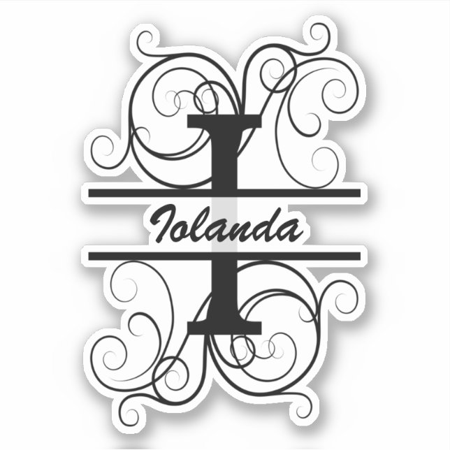 Monogram letter with swirls ; space for your name (Front)