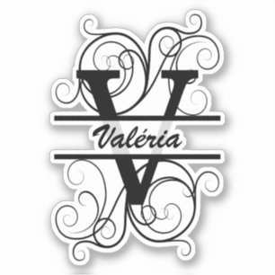 Monogram letter with swirls ; space for your name