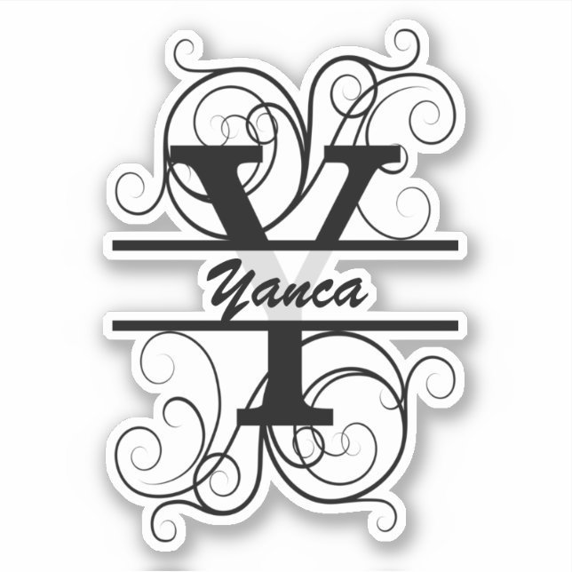 Monogram letter with swirls ; space for your name (Front)