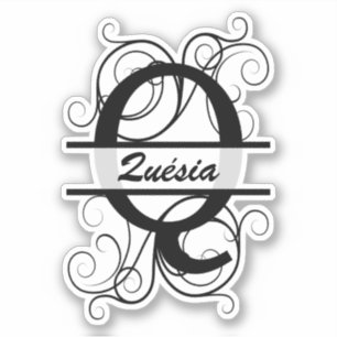 Monogram letter with swirls ; space for your name