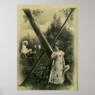 Monogram Letter X poster print