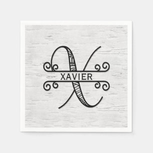 Monogram Letter X with Family Name   Napkin