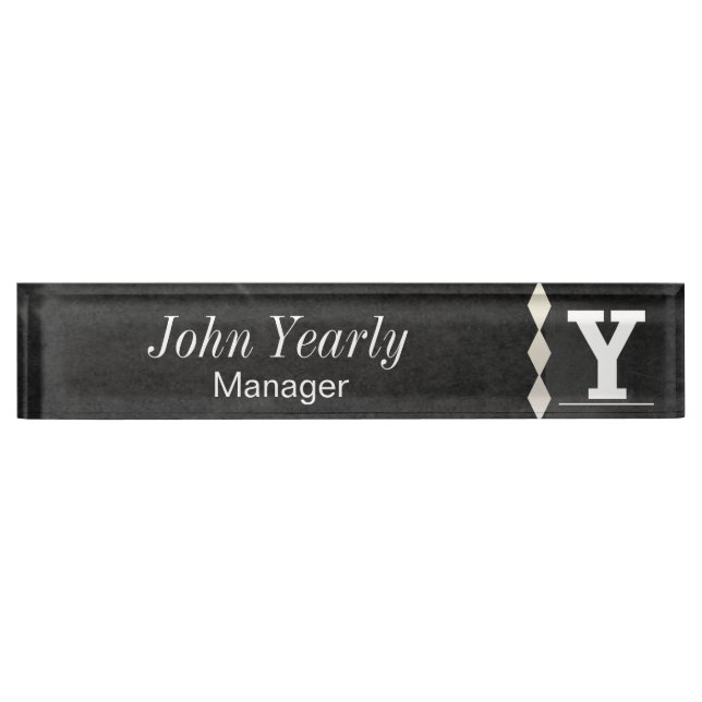 Monogram Letter Y Chalkboard Name Plate (Front)