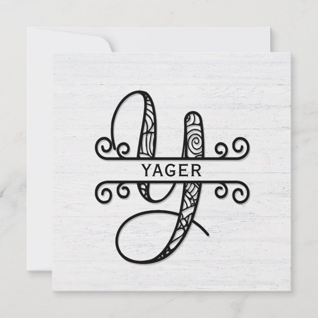 Monogram Letter Y with Family Name Card (Front)