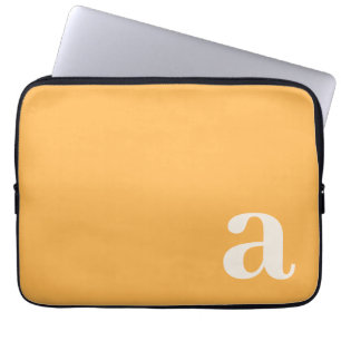 Monogram Letter Yellow-Orange Minimalist Laptop Sleeve