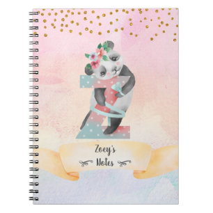 Monogram Letter Z Baby Panda Girly Notebook