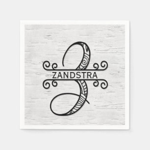 Monogram Letter Z with Family Name  Napkin
