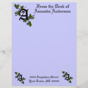 Monogram letterhead with letter A, personalize
