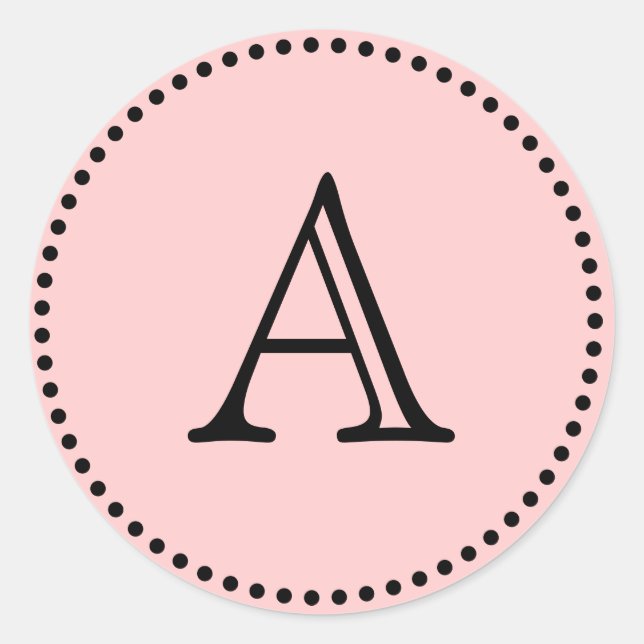 Monogram Letters Classic Round Sticker (Front)